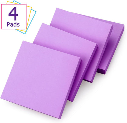 Sticky Notes 3x3 Self-Stick Notes Bright Colors Sticky Notes 4 Pads 100 Sheets/Pad (Yellow)