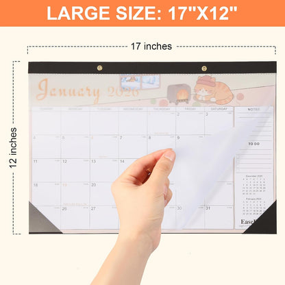 24 Month Desk Calendar 2026-2027, Runs from January 2026 to December 2027, Large 17"x12" Desktop/Wall Monthly Calendar, 2 Year Academic Calendar with Note & To Do for Home, School or office