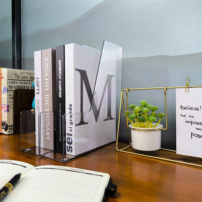 Vertical File Holder, 4 pack Clear Plastic Document Organizer and Clear Magazine Organizer, Multi-purpose Document Organizer for Home Office