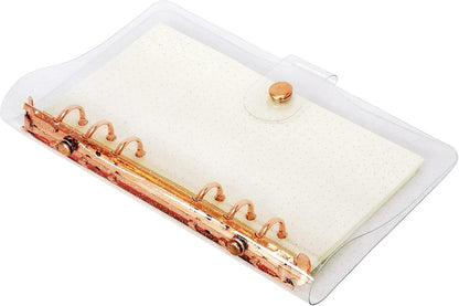 A6 A5 6-Holes Colorful PVC Cover Round Ring View Binder with Snap Button Closure File Folder for Loose Leaf Sheet Protectors Notebook Refill (Pink Daisy, A5 Mini Set) - Colors A