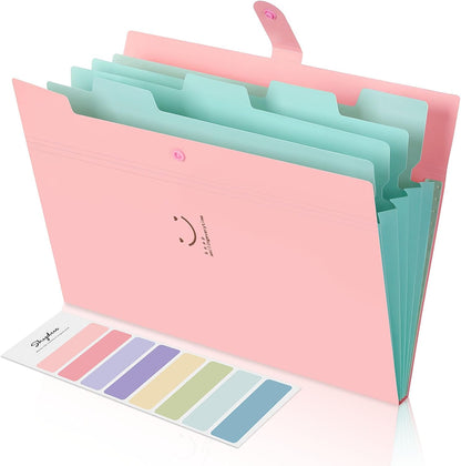SKYDUE Letter A4 Paper Expanding File Folder Pockets Accordion Document Organizer (Purple)