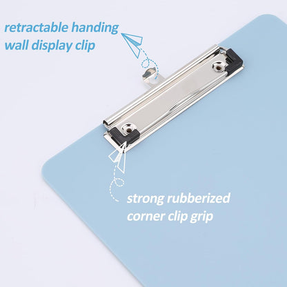 6 Pack Plastic Clipboards with Low Profile Clip, Hanging Clipboards Bulk, Clip Boards 8.5x11 Holds 100 Sheets, A4 Letter Size Clipboard for Teacher, Students, Kids, Classroom & Office