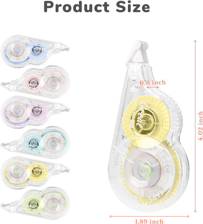 Temiary 6 Pcs Correction Tapes for Instant Corrections, Easy To Use White Smooth Pull Out Tape, Aesthetic Correction Tape for School Office (Macaron)