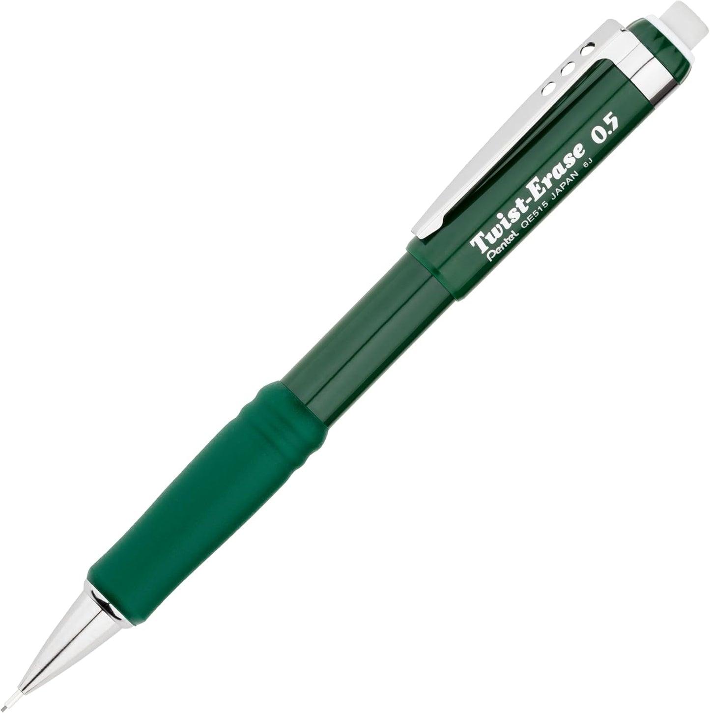 Pentel Twist-Erase III Mechanical Pencil, (0.5mm), Fine Line, Green Barrel, Pack of 4 (QE515BP4D)