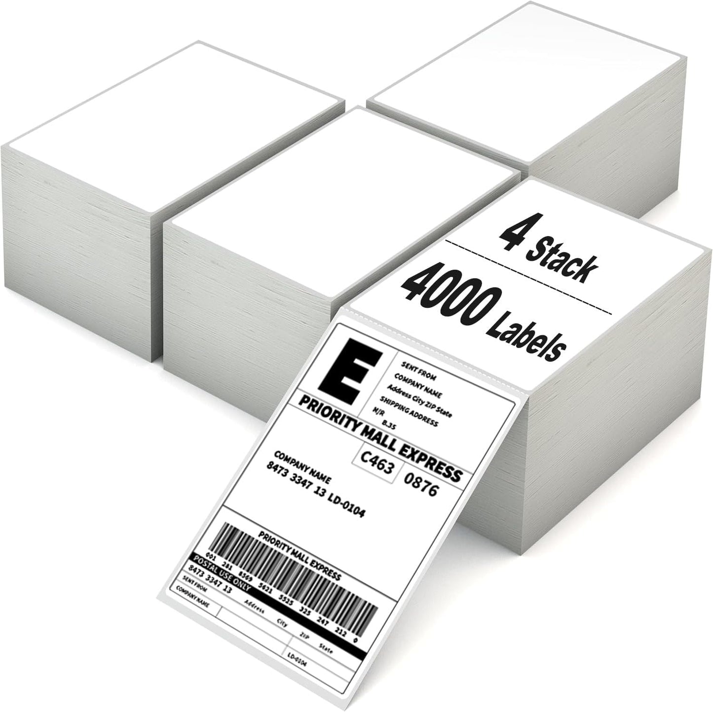 4x6 Thermal Labels 500/Stack, HUOJI Shipping Thermal Labels 4x6 Fanfold Compatible with Rollo, Zebra, MUNBYN Printers (Commercial Grade)