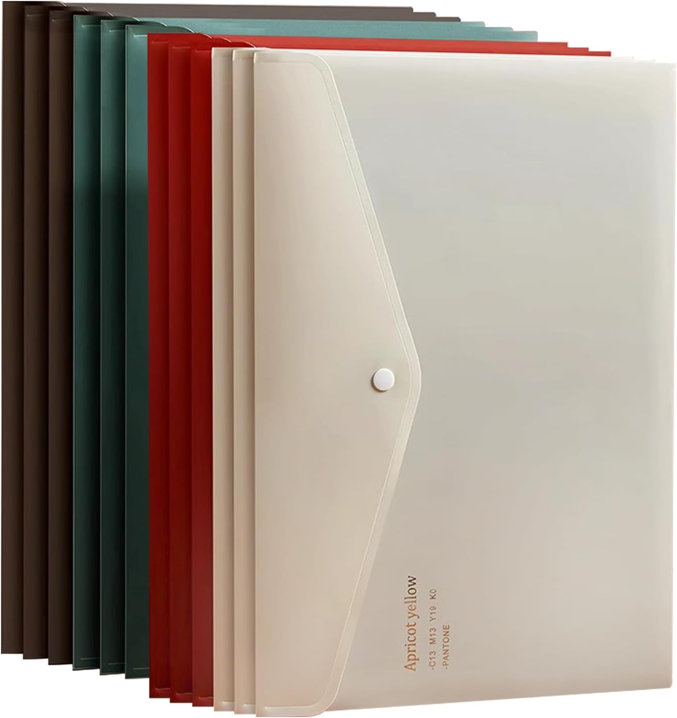VANRA File Folders Letter Size 12 Pack Plastic File Envelopes with Snap Closure, A4 Filing Envelope Project Folder Holder File Pockets Jacket Document Letter Organizer (4 Colors)