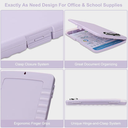 SFLHHDM Purple Clipboard, Clip Boards 8.5x11, Teacher Clipboards with Storage, Plastic Clipboard with Pen Holder, Clipboards Storage for Women Teachers Work, School & Office Supplies