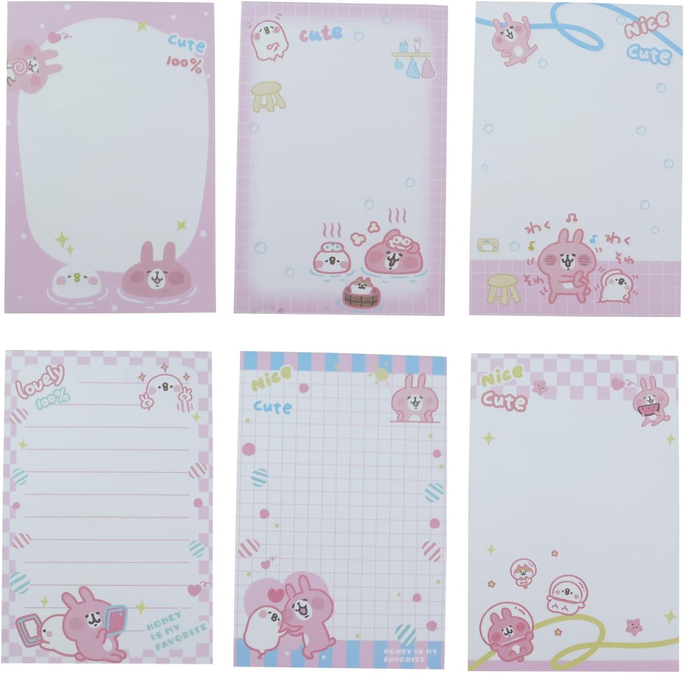 6 Pack Cute Animal Notepads,50 Sheets Per Pad, 3.2 x 4.7 inches Memo Pads for Office Home Gifts School Supply to Do List (cartoon rabbit(6pcs))