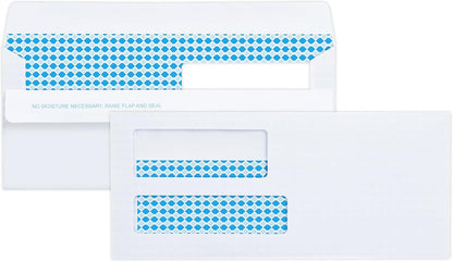 Vivin 100 No.9 Double Window Business Envelopes for Quickbooks Invoices and Business Statements, Flip and Seal Security-Tinted, Home & Office, 3-7/8 x 8-7/8 Inches, 24 LB, White