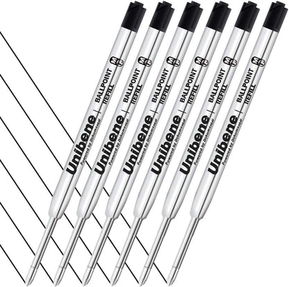 Unibene Parker Compatible Ballpoint Refills 12 Pack,1.0mm Medium Point-Black, Smooth Writing Replaceable German Ink Tactical Pen Refills for Parker Ballpoint/UZI Pen