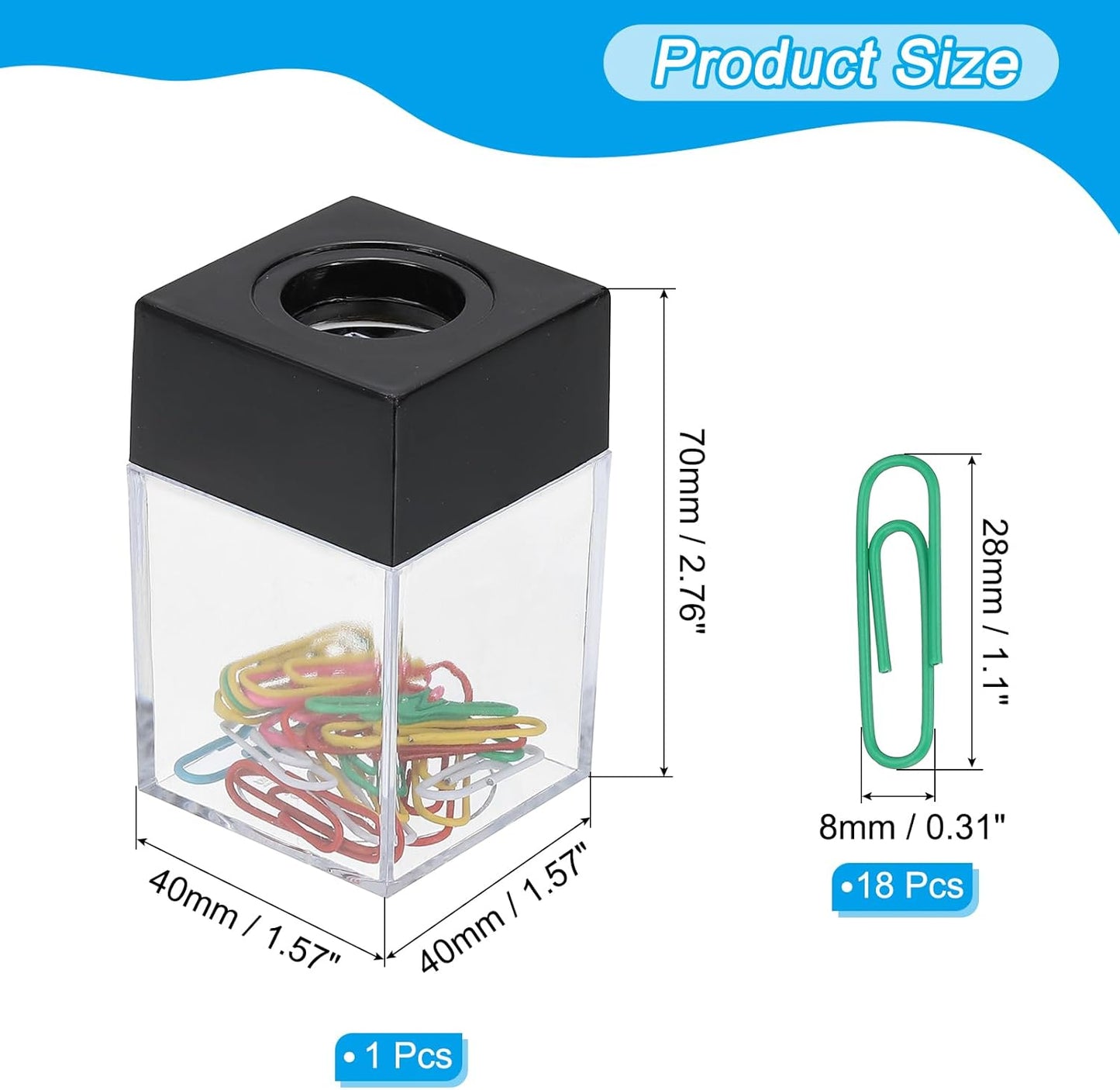 PATIKIL Magnetic Paper Clip Holder Dispenser, Large Capacity Paper Clip Organizers with Magnetic Top for Desk Supplies, Office, Classroom, Home, Purple