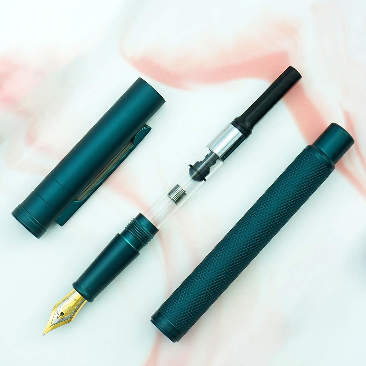 Hongdian Matte Black Forest Rollerball Pen with Schmidt Black Ink Refill, Classic Design with Metal Case for Business Signature
