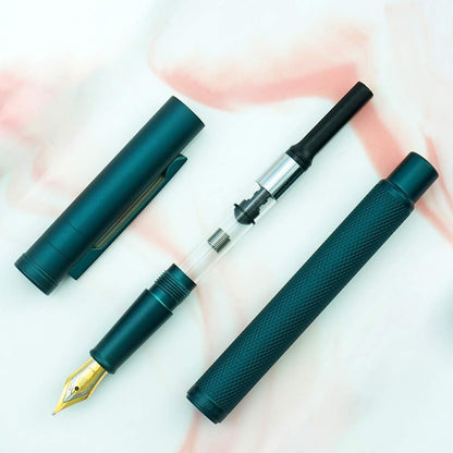 Hongdian Matte Black Forest Rollerball Pen with Schmidt Black Ink Refill, Classic Design with Metal Case for Business Signature