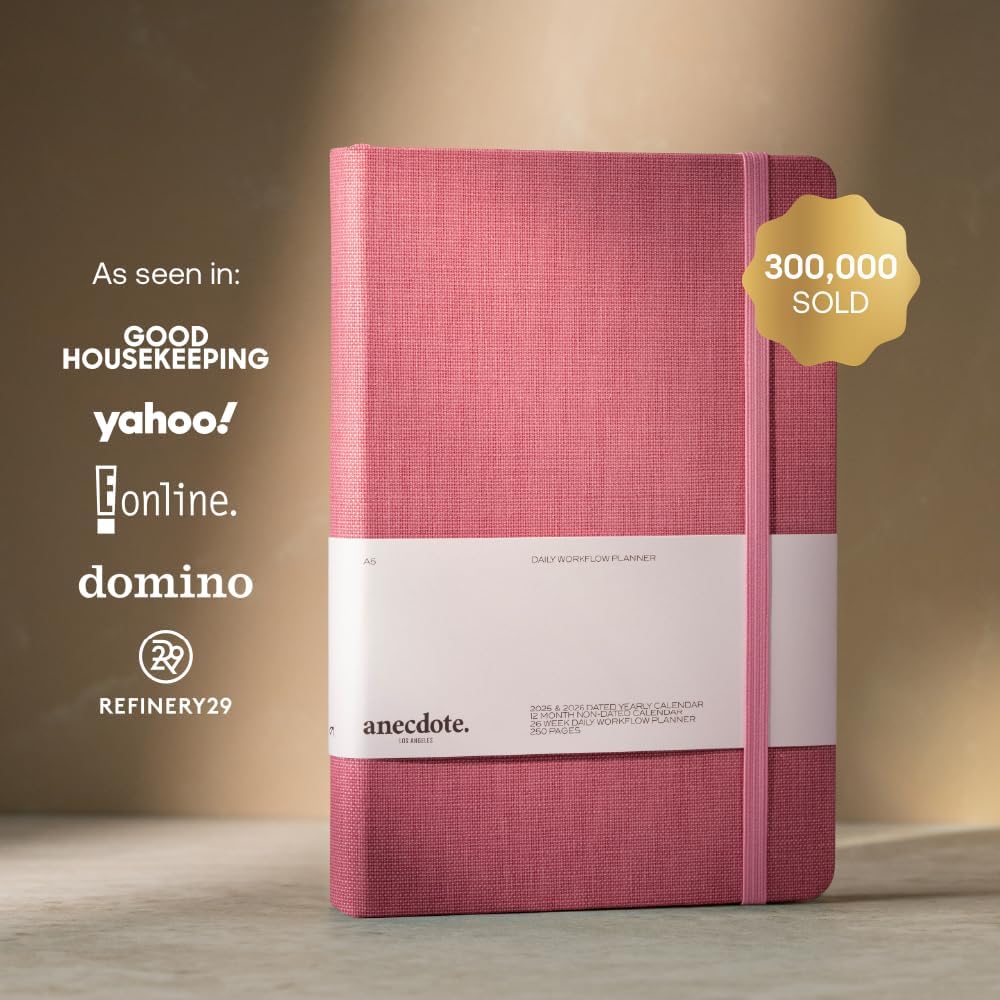 Anecdote Daily Planner w/ 2026-2027 Calendar | Start Anytime 26 Weeks Undated | 1 Page per Day | 8.5" x 5.2" | Hardcover To-Do List Organizer, Plan Your Success, Achieve Productivity Goals (Evergreen)