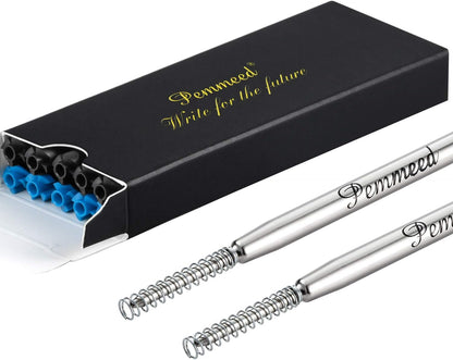 Ballpoint Pen Refills with Spring for Penneed B5/B6/B8 Pen, Parker Waterman Compatible Ballpoint Pen Refills Twist Action Medium Point 1.0mm Pack of 10(Black Ink)