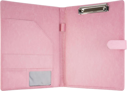Professional Padfolio with Clipboard, Faux Leather Portfolio Folder Binder, Legal Pad Holder for A4 Letter Size Notepad, Resume, Writing Pad, Ideal Organizer for Business Office Conference, Black