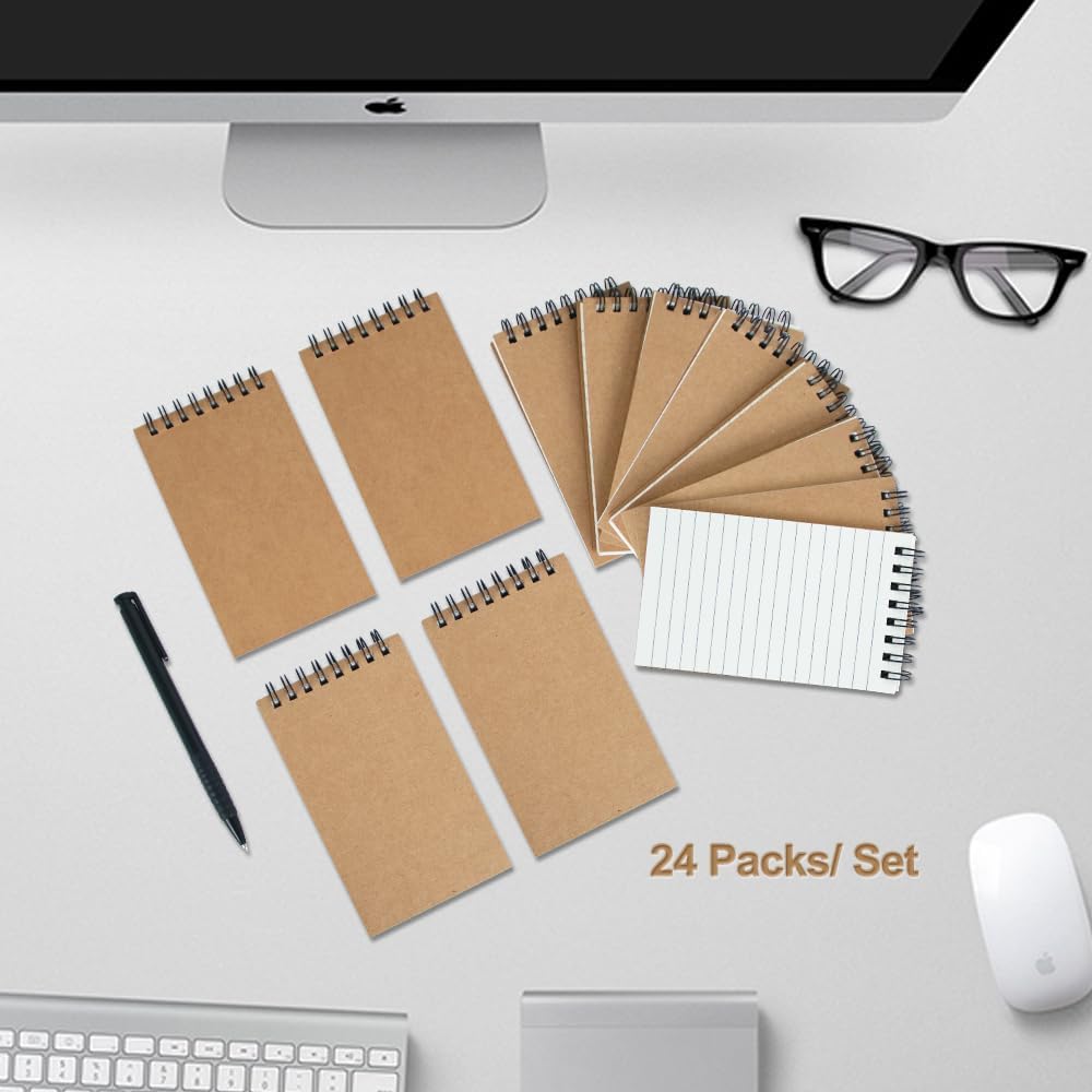 wavamawa Pocket Notebooks Set of 12, Small 3x5 Spiral Notepads, Office Style Mini Notebook, Small Notepad Pocket Size, Memo Pads for Home, College, Work or School - Lined College Ruled Paper