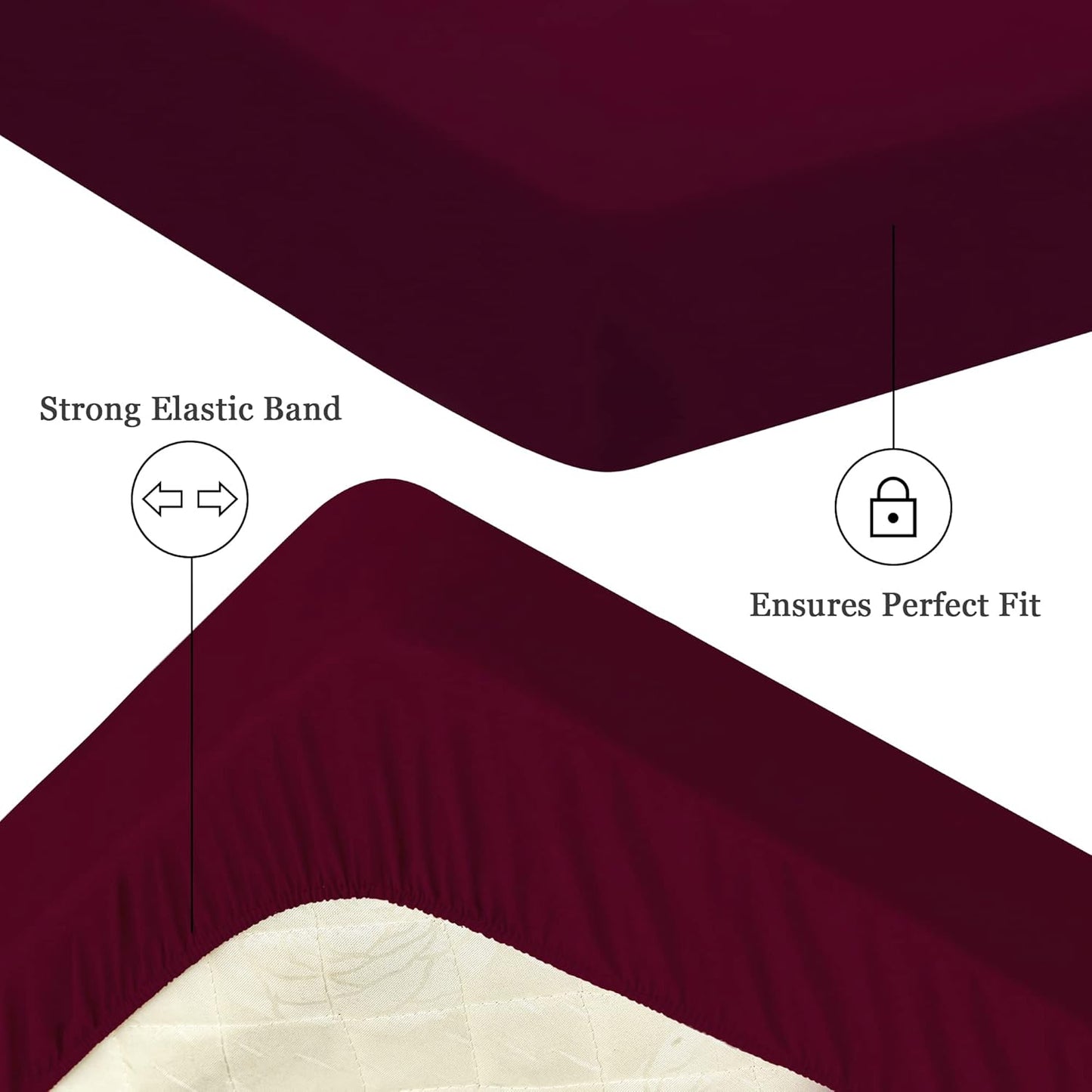 Sufdari Mattress Protector,Waterproof 18" Deep Pocket Mattress Cover Fitted Sheet Style with Elastic Rubber Band,Washable and Easy Care-Black,Queen