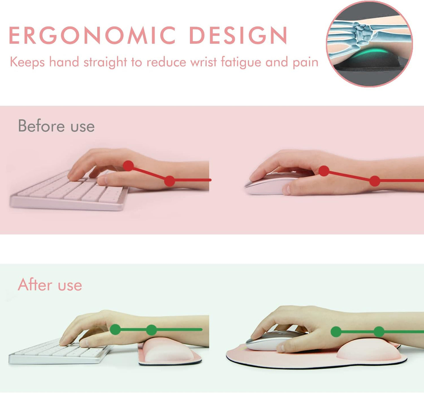 VAGAU Premium Keyboard Wrist Rest and Mouse Pad Wrist Support, Ergonomic Memory Foam Set for Office, Laptop, Mac, Computer and Gaming, Comfortable Typing &Wrist Pain Relief (2 Pack)