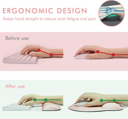 VAGAU Premium Keyboard Wrist Rest and Mouse Pad Wrist Support, Ergonomic Memory Foam Set for Office, Laptop, Mac, Computer and Gaming, Comfortable Typing &Wrist Pain Relief (2 Pack)
