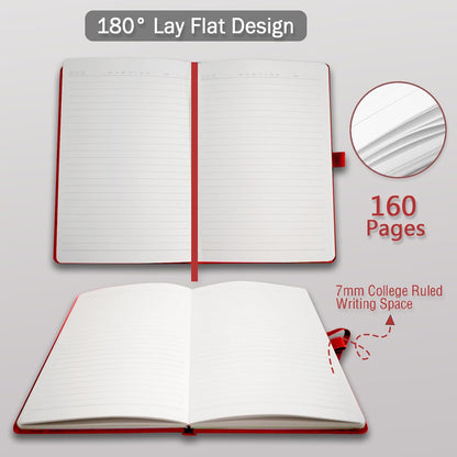 Heture Hardcover Notebooks, A5 Lined Journals Notebook for Writing 160 Pages, 8.2 x 5.5 inch, Classic Ruled Notebooks for College/Work/Travel (Lined-3 Pack, Black)