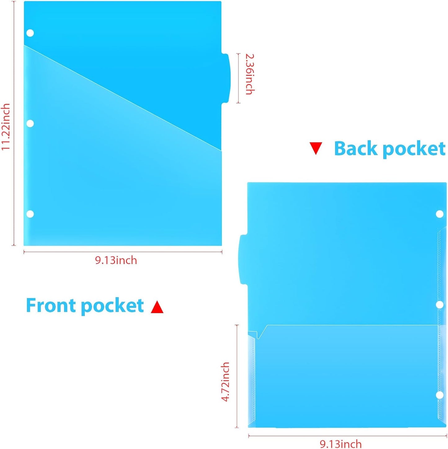 WOT I Durable 5-Tab Binder Dividers with Clear Pocket - 3 Sets, Reusable Plastic Dividers for 3 Ring Binder, 5 Vibrant Colors, Tear-Resistant, Total 15 Tabs (School & Office Supplies)