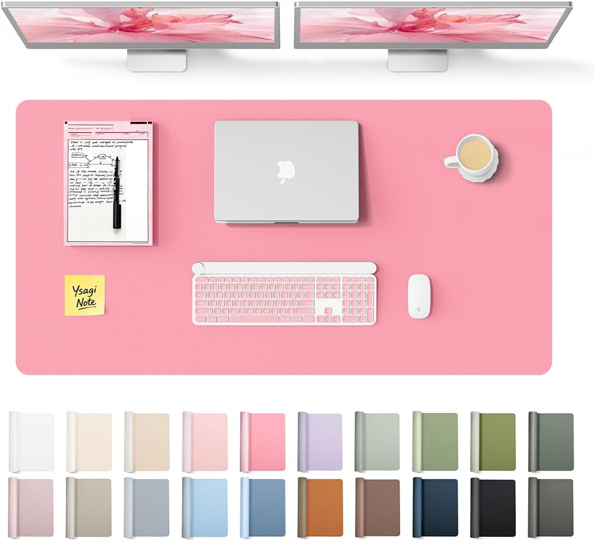 YSAGi Leather Desk Pad Protector, Large Mouse Pad, Non-Slip PU Leather Desk Blotter, Waterproof Writing Pad for Office and Home (31.5" x 15.8", Eggshell) - Colors B