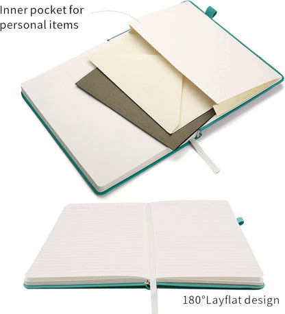 Deziliao Lined Journal Notebooks with Pen Loop, Hardcover Notebook Journal for Work, 100Gsm Premium Thick Paper with Inner Pocket, Medium 5.7"x8.4", （Black, Ruled）