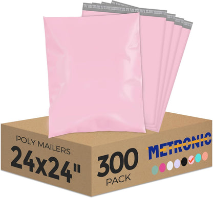Metronic Poly Mailers 10X13 100 Pack, Strong Adhesive Shipping Envelopes for Clothing, Medium Shipping Bags for Small Businesses, Waterproof Mailers Poly Bags, Packages Bags Light Pink