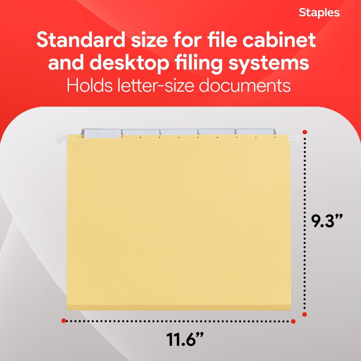 Staples Hanging File Folders, Letter Size, Blue, 5‑Tab, 1/5‑Cut Tabs, Includes Tabs & Inserts – 25/Pack