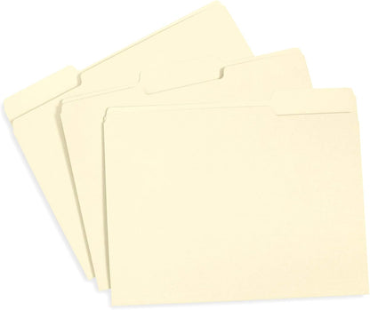 File Folder, 1/3 Cut Tab, Letter Size, Yellow, Great for Organizing and Easy File Storage, 100 Per Box