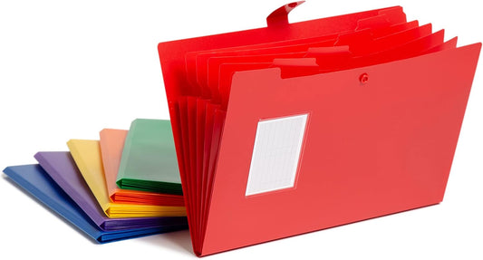 Smead Poly Expanding File, 5 Pockets, Snap Cord Closure, Letter Size, Assorted Colors, 6 per Pack (89601)
