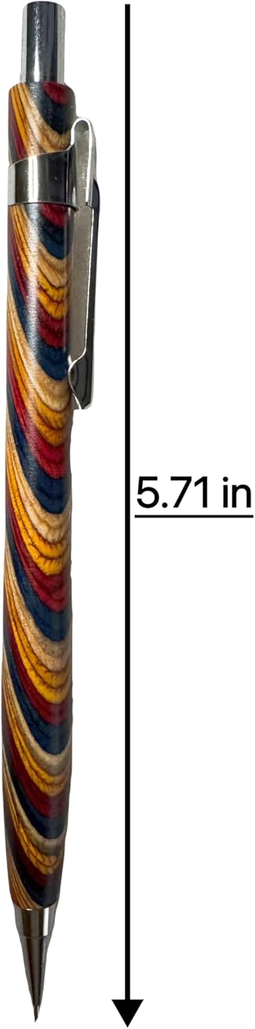 Spiral Grain Wooden Mechanical Pencils -Unique Colors Airplane Aluminum Core Artist's Drawing Pencil Comes with Gift Box (Walnut)