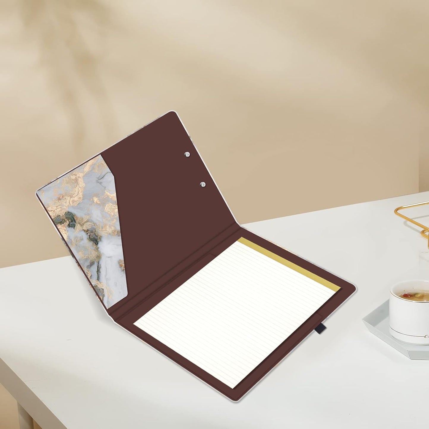 Hongri Clipboard Folio with Refillable Lined Notepad and Interior Storage Pocket for Students, Classroom, Office, Women, Man, Cute Custom Pattern, Size 12.8 x 9.2 in, Classic Flower