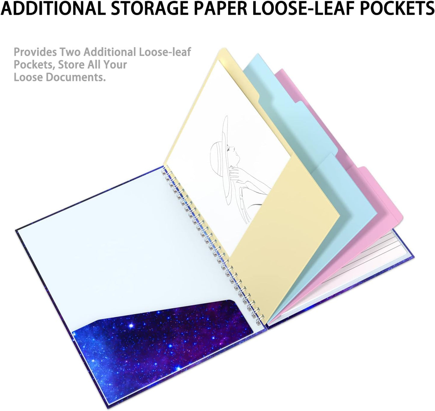 Rimilak Spiral Clipboards Folio with Refillable Lined Notepad, 14.5 x 9.8 In, Hardcover Cover with 5 Interior Pockets, Elastic Band and Pen Loop Series. Cute Stylish Clipfolio, Daisy Flower