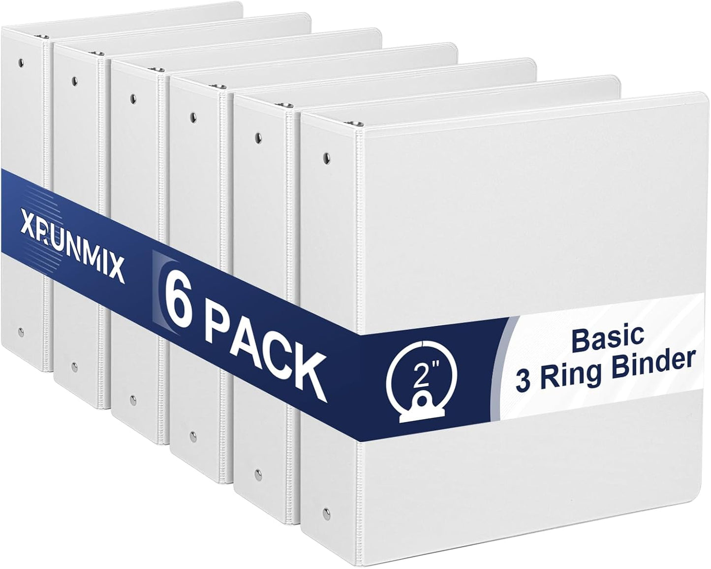 1.5-Inch 3-Ring Binder with Pockets, 1-1/2’’ Premium View Binders with Three Ring Binders Holds up to 325 Sheets US Letter Size, Bulk Pack of 6, Perfect for Home, Office, and School (1.5-inch) White