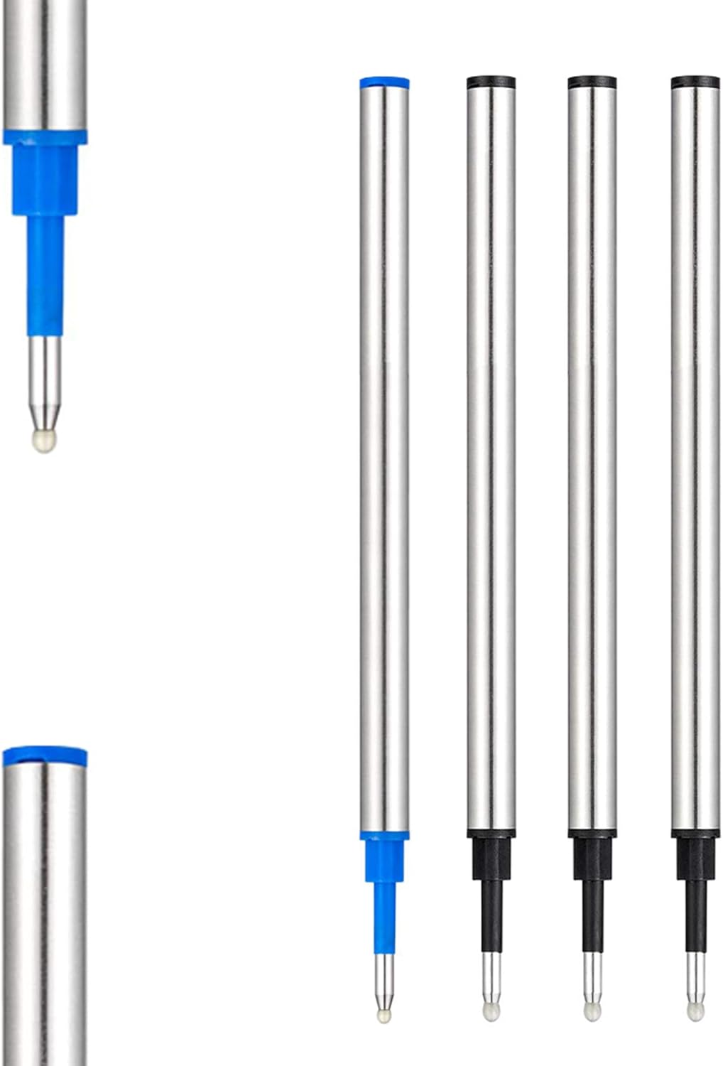DunBong Rollerball Pen Refills, Roller Ball Fine Point 0.5mm, Red Ink Refill Pack of 5 - Replaceable Ballpoint Pen Refills Medium Point (Black)
