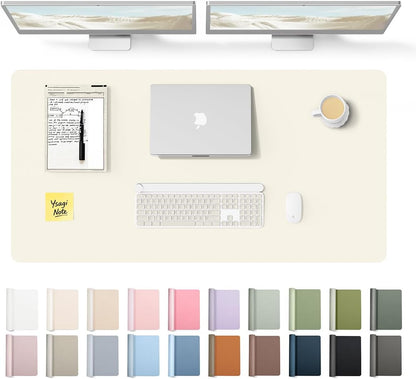 YSAGi Leather Desk Pad Protector, Large Mouse Pad, Non-Slip PU Leather Desk Blotter, Waterproof Writing Pad for Office and Home (31.5" x 15.8", Eggshell) - Colors A