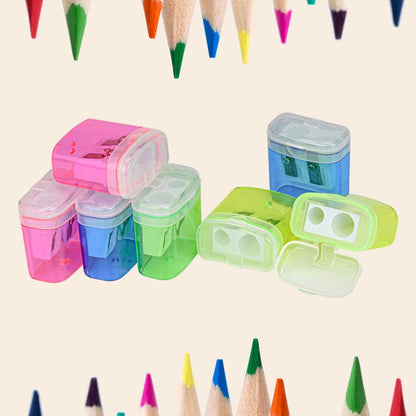 AUSTARK 4Pcs Pencil Sharpeners Manual for Kids Adults, Dual Hole Small Handheld Pencil Sharpener Bulk for Office School Home, Back to School Supplies