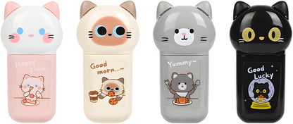 white Corrcetion Tape,4 Pcs Mini Japan Corrcetion Tape Pen,with Easy to Use Kawaii Cat Applicator,Cute Stationery Set Kawaii Birthday Gifts set for Back to School Supplies