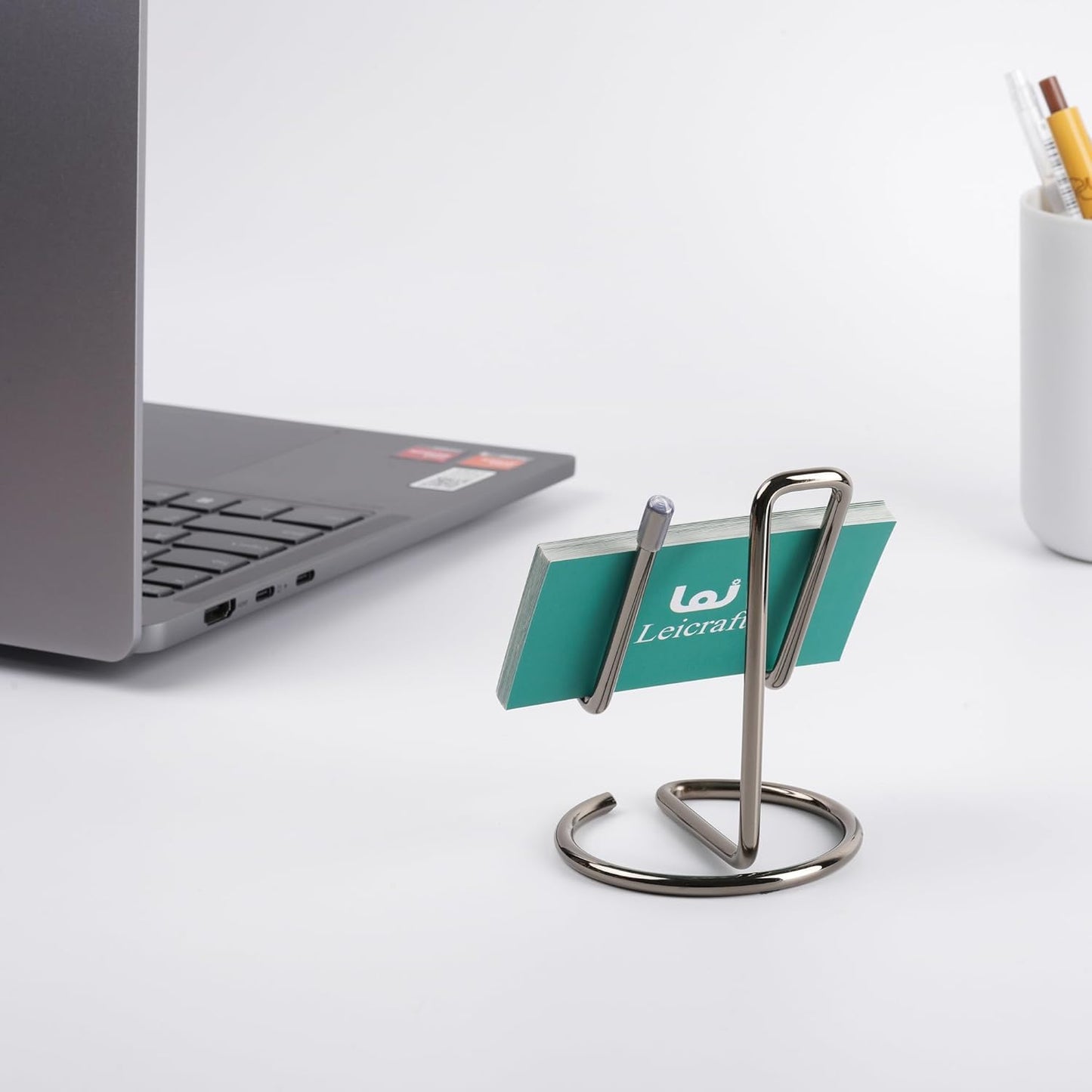 Business Card Holder for Desk, Cute Metal Card Organizers and Office Desk Accessories for Men and Women (Golden)