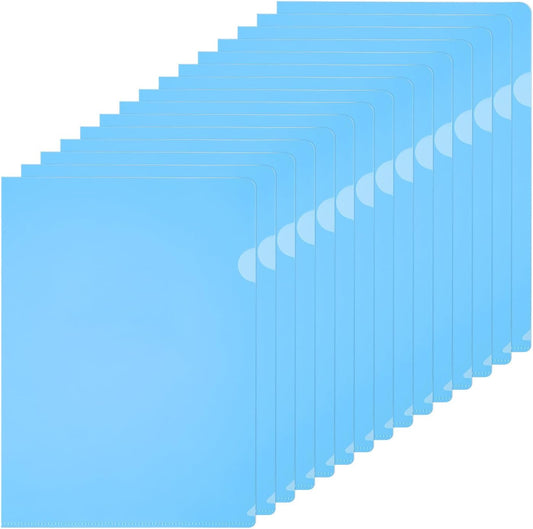 PATIKIL A5 Plastic Folders, 15 Pack Clear Folders L Type Project Pockets Paper Document Jacket Sleeves L Shaped Transparent for Documents Plastic Office File, 6.3x8.8in, Gray