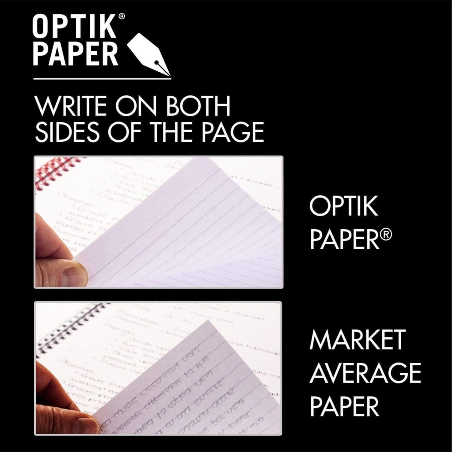 Black n' Red Notebook, Business Journal, 11" x 8", 70 Sheets, Ruled, Optik Paper, Scribzee App, Flexible Poly Cover, Wirebound, Black (K67030)