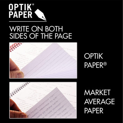 Black n' Red Notebook, Business Journal, 11" x 8", 70 Sheets, Ruled, Optik Paper, Scribzee App, Flexible Poly Cover, Wirebound, Black (K67030)