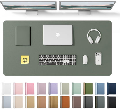 YSAGi Leather Office Desk Pad Protector, Large Mouse Pad, Non-Slip, PU Leather, Laptop Desk Blotter, Waterproof Writing Pad for Office and Home, Black, 23.6" x 13.8" - Colors A