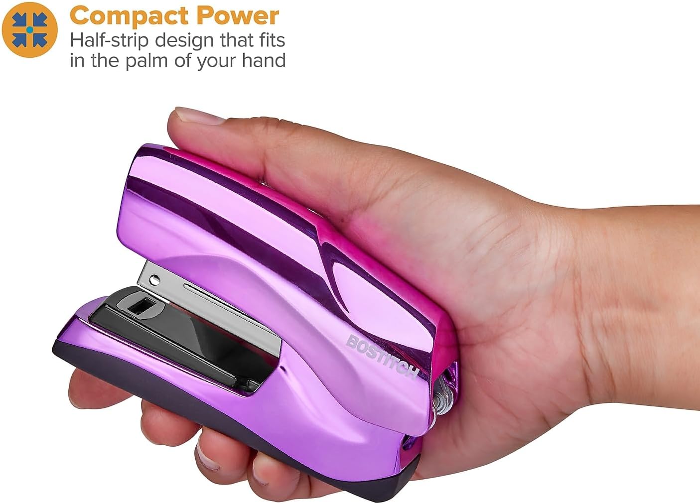 Bostitch Office Heavy Duty Stapler, 40 Sheet Capacity, No Jam, Half Strip, Fits into the Palm of Your Hand, For Classroom, Office or Desk, Black