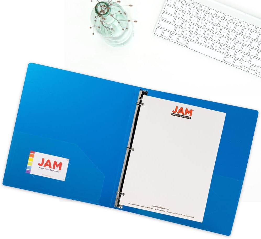 JAM PAPER Plastic 0.75 inch Binder - Clear 3 Ring Binder - Sold Individually