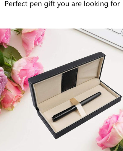 Penneed Rollerball Pen Liquid Ink Pens for Women Luxury Box Gel Pen Black Ink Fancy Pen Refillable for Executive, Office, Professional, Birthday Gift G5 (Rose Gold)