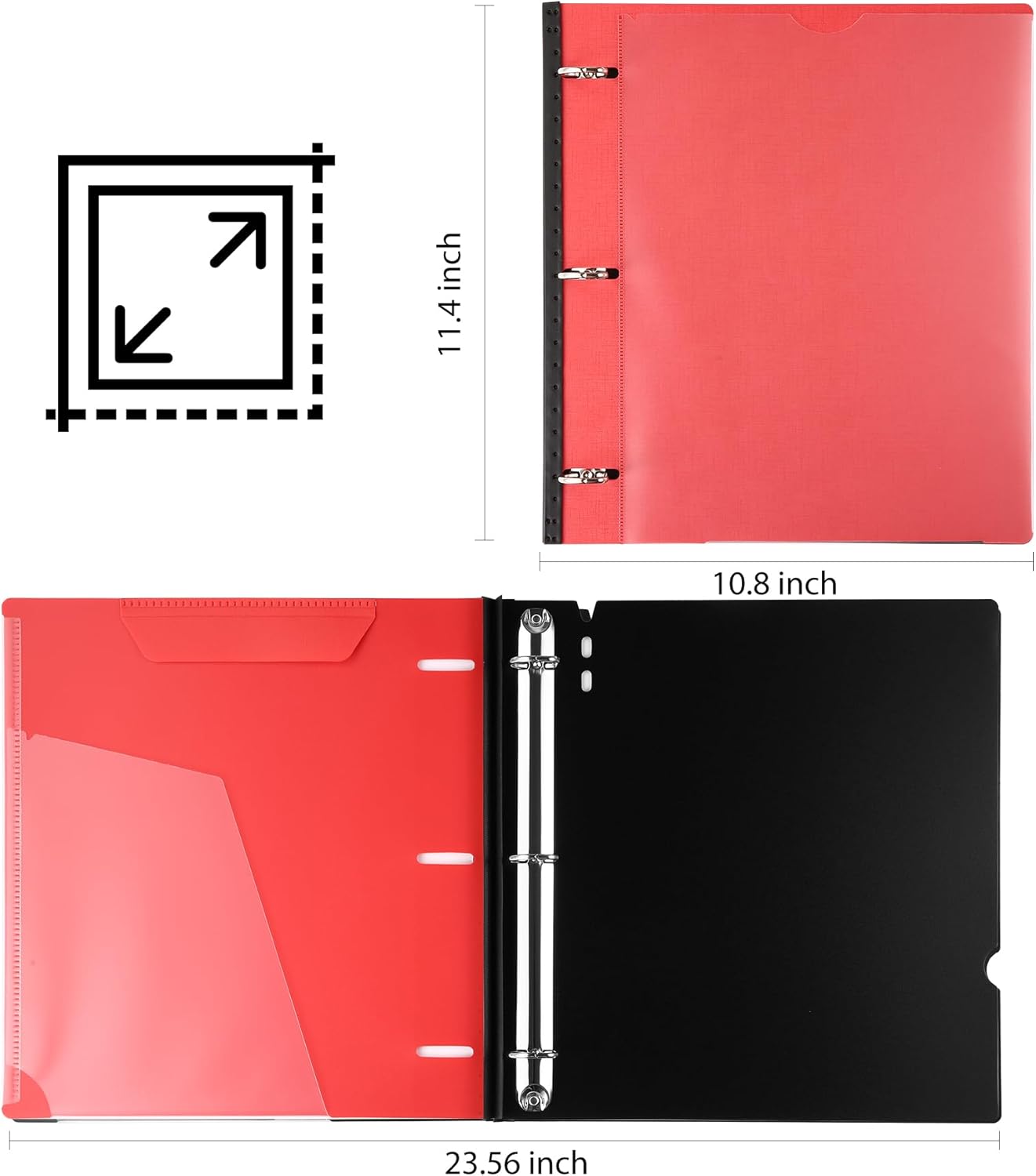 Telescoping 3 Ring Binder-4PCS, Flexible Binder with Elastic Rubble Spine+3 Round Rings, Flat Writing Binder, 4 Bright Colors