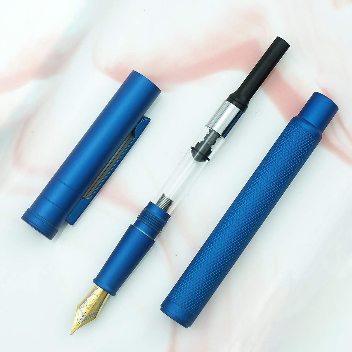 Hongdian Matte Black Forest Rollerball Pen with Schmidt Black Ink Refill, Classic Design with Metal Case for Business Signature